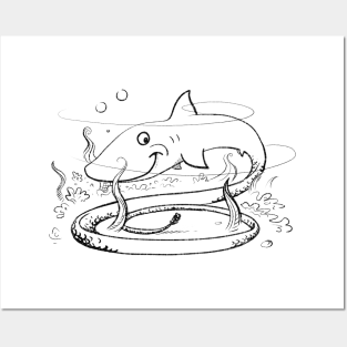 Snake shark Posters and Art